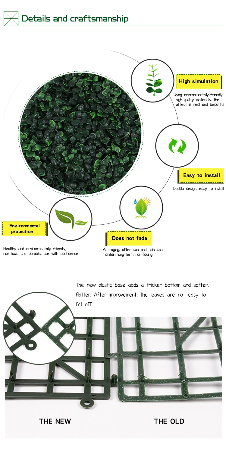 Pabrik langsung 40 * 60 cm panel rumput buatan hijau untuk dekorasi taman rumah