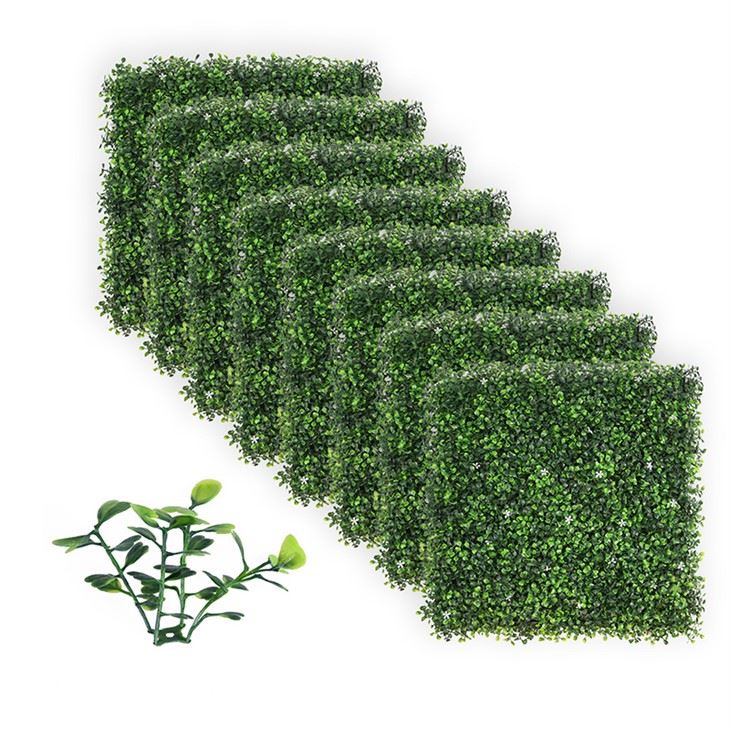 Artificial Grass Hedge With Flower Resist UV Garden Decoration